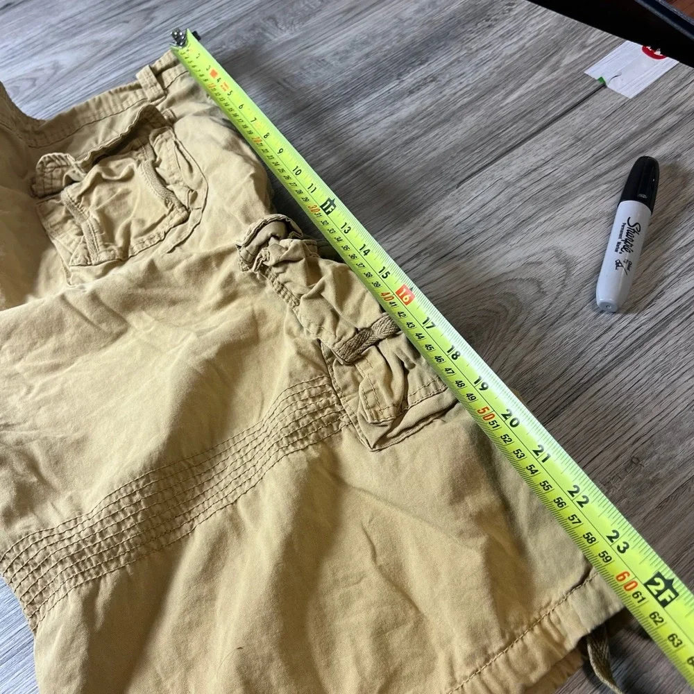 Cargo Shorts Mens 36 Tan Khaki Utility Gorpcore‎ Multi Pocket Baggy Streetwear